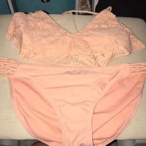 Peach two piece bathing suit